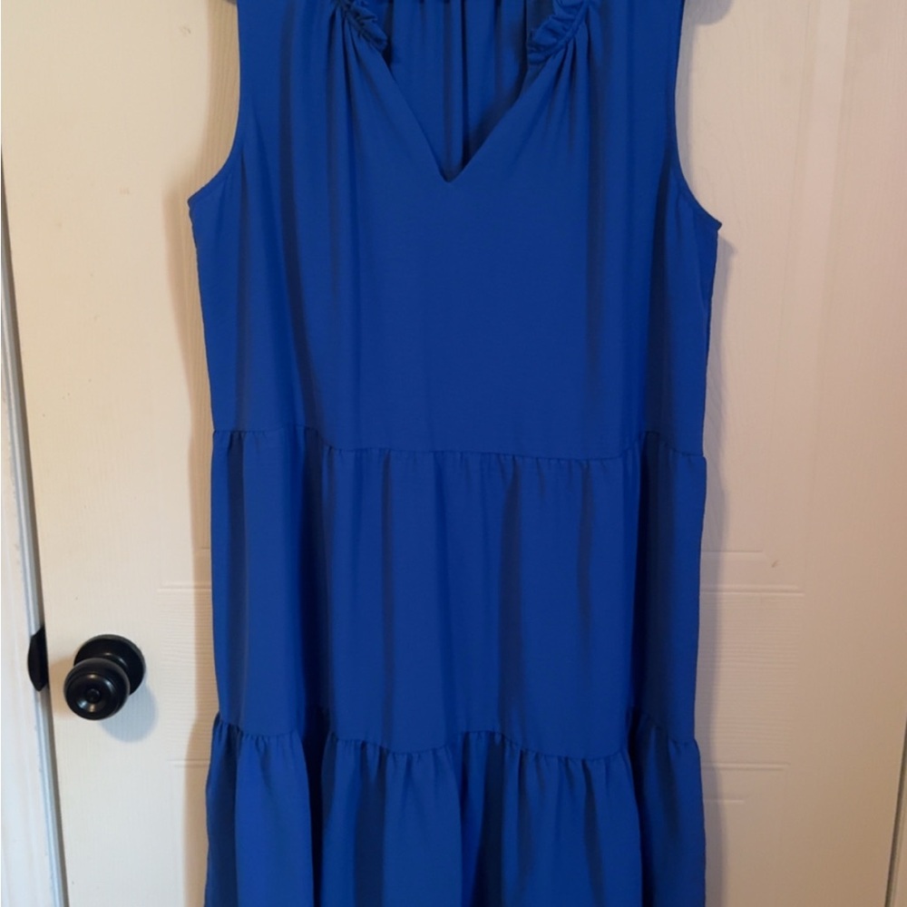 Sleeveless Blue Tiered Dress